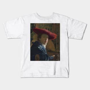 Girl with a Red Hat by Jan Vermeer Kids T-Shirt